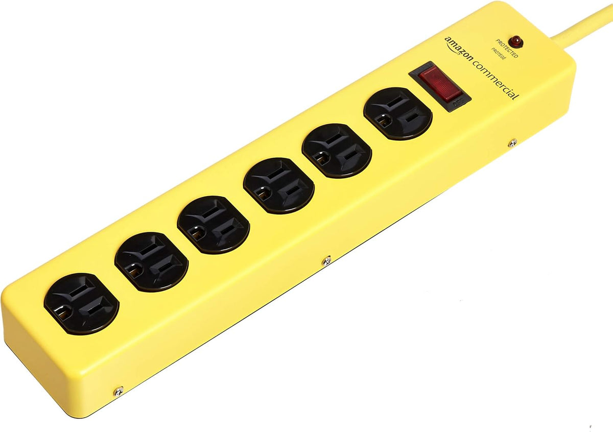 6 PACK Yellow Metal Surge Protector Power Strip R585688