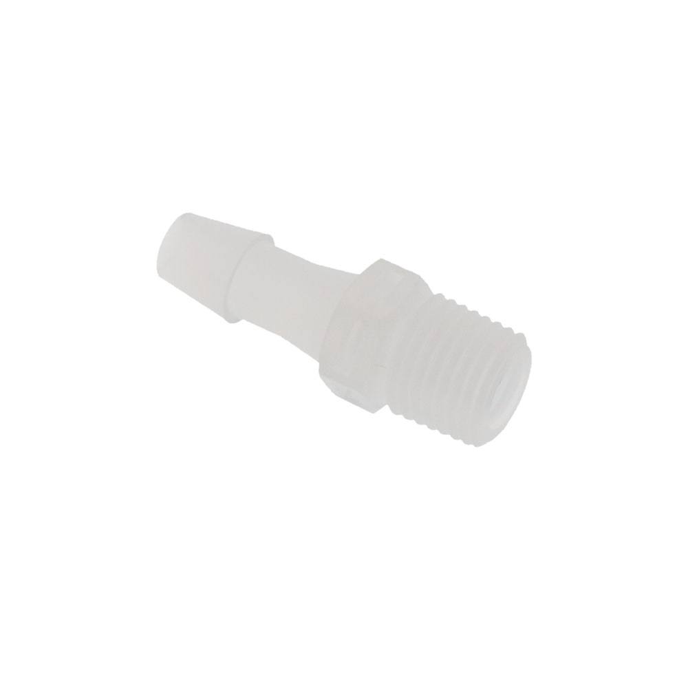 Polypropylene Thread to Tube Straight Fitting, 1/4 NPT to 5/16 Hose Barb, Bag of 100 F6552