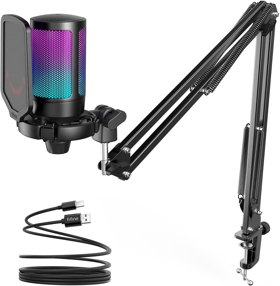 USB Gaming Microphone Kit, Condenser Cardioid Microphone Set with Arm Stand C57712