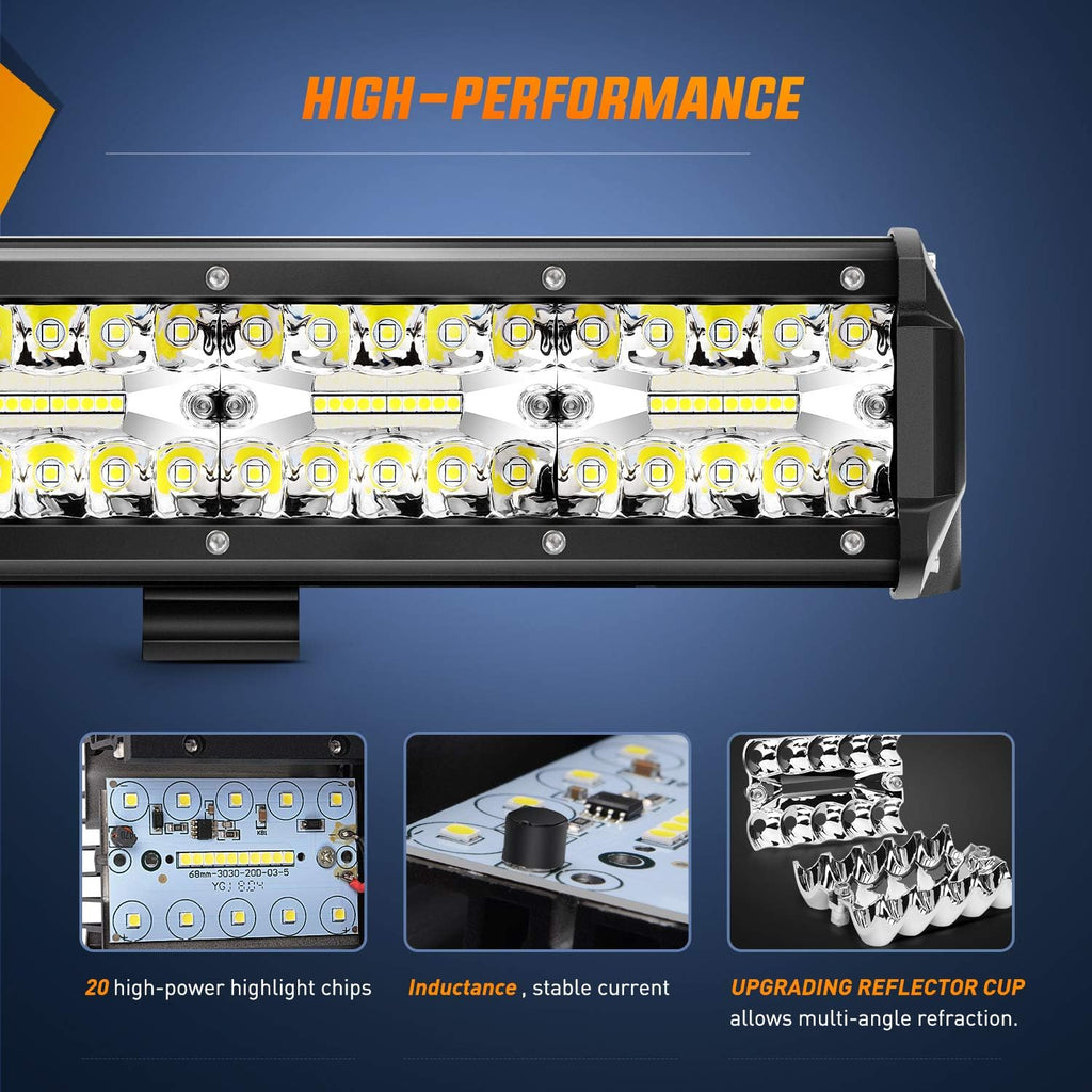 37Inch 780W Triple Row Flood Spot Combo Bar 78000LM Waterproof Led Work Light Pack of 2 Y7797