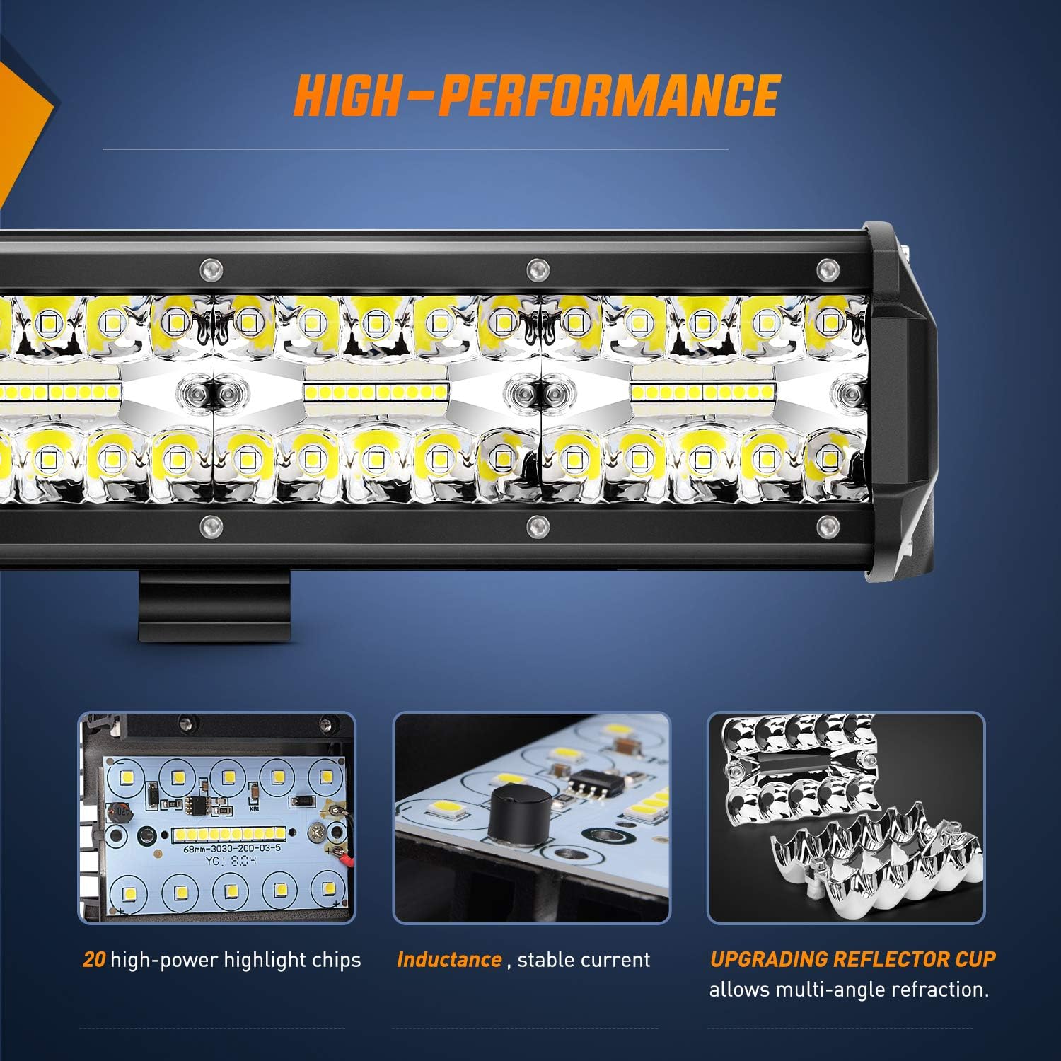 37Inch 780W Triple Row Flood Spot Combo Bar 78000LM Waterproof Led Work Light Pack of 2 Y7797
