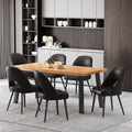 7 Piece Faux Leather Metal Wood Dining Set P410