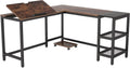 Rustic Brown L Shaped Desk with Storage Shelves M93067