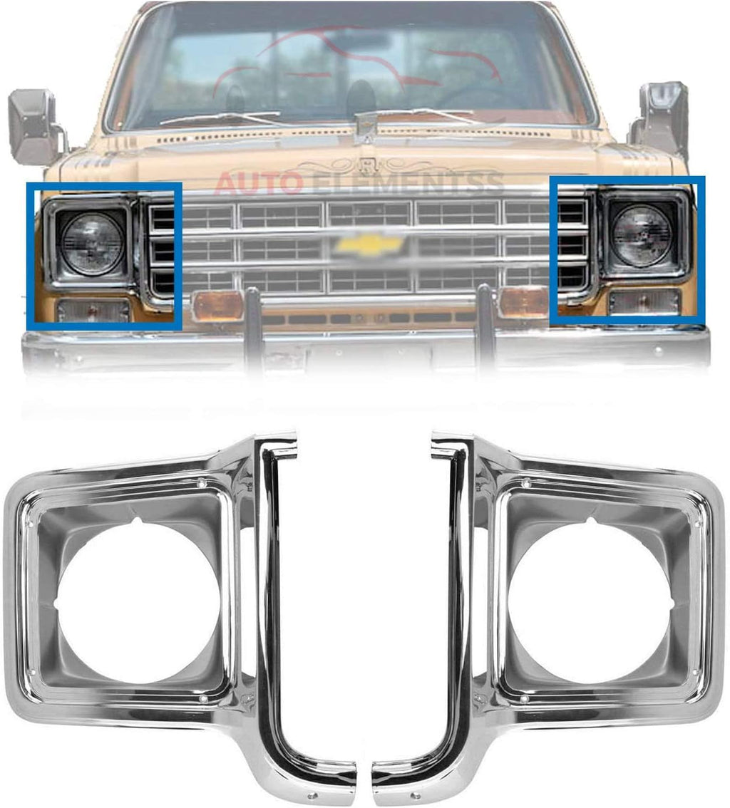 Chrome Headlight Trim Bezel Set for 1973-1978 Chevrolet GMC Pickup Truck, Pack of 2 I846711