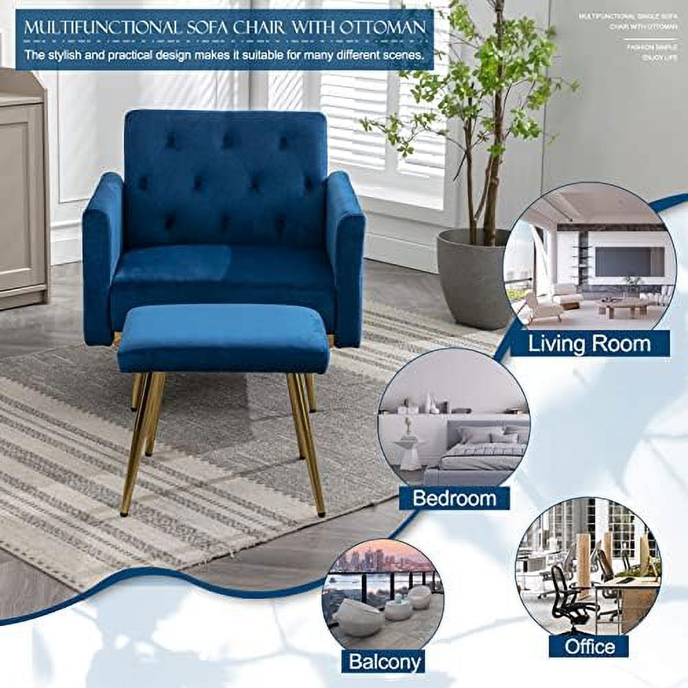 Modern Velvet Accent Chair with Ottoman N687719