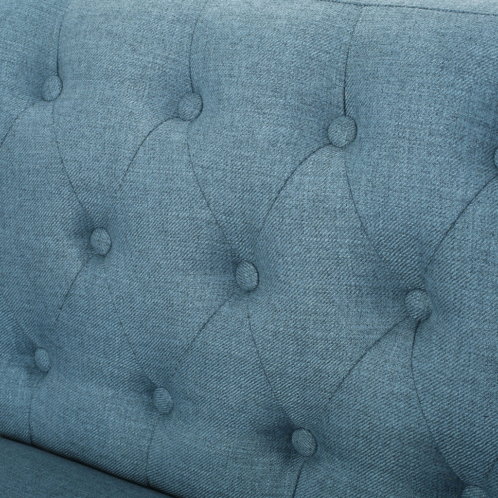 Blue Fabric Tufted Oversized Loveseat O331