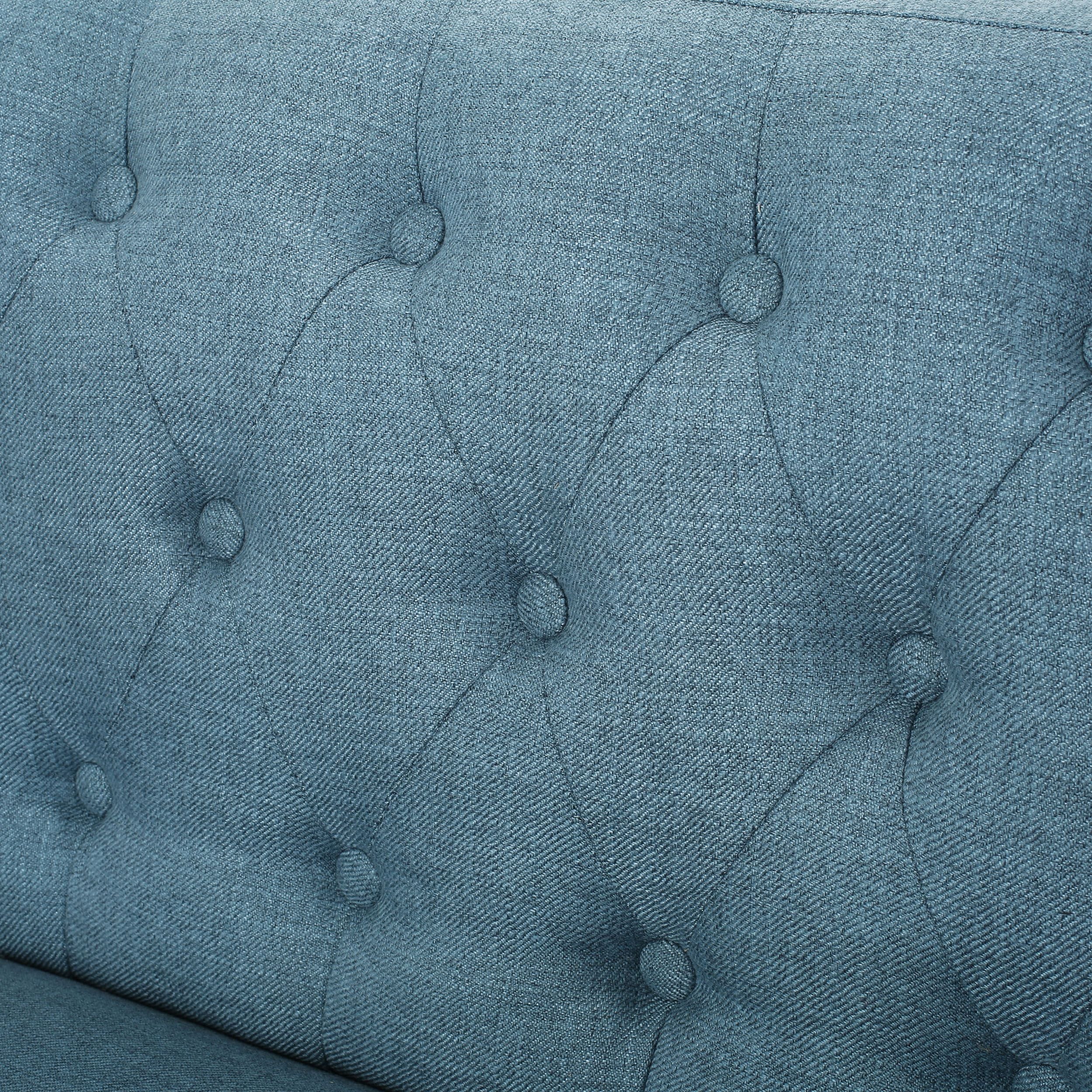 Blue Fabric Tufted Oversized Loveseat O331