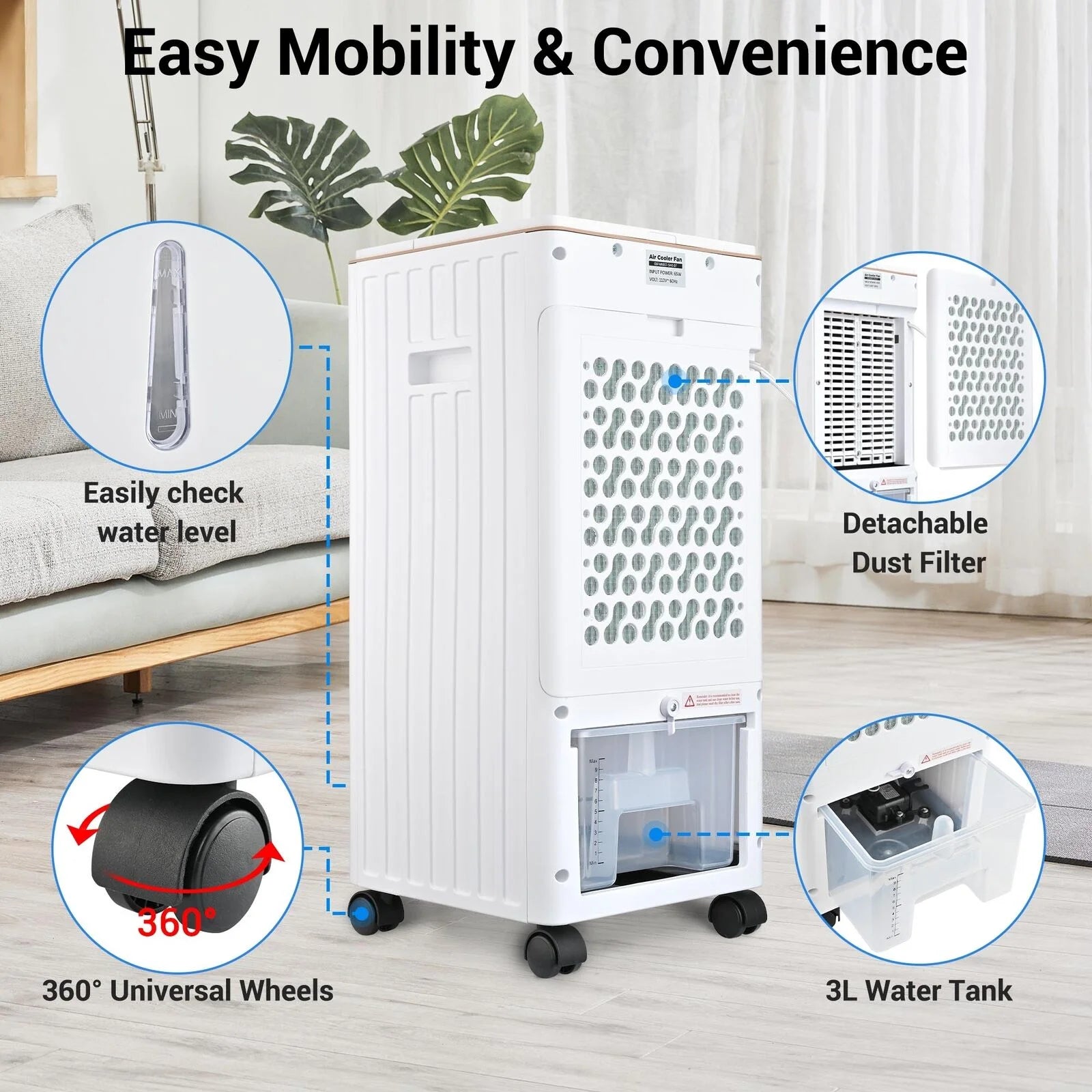 Portable Evaporative Air Cooler Fan with Remote Control T400