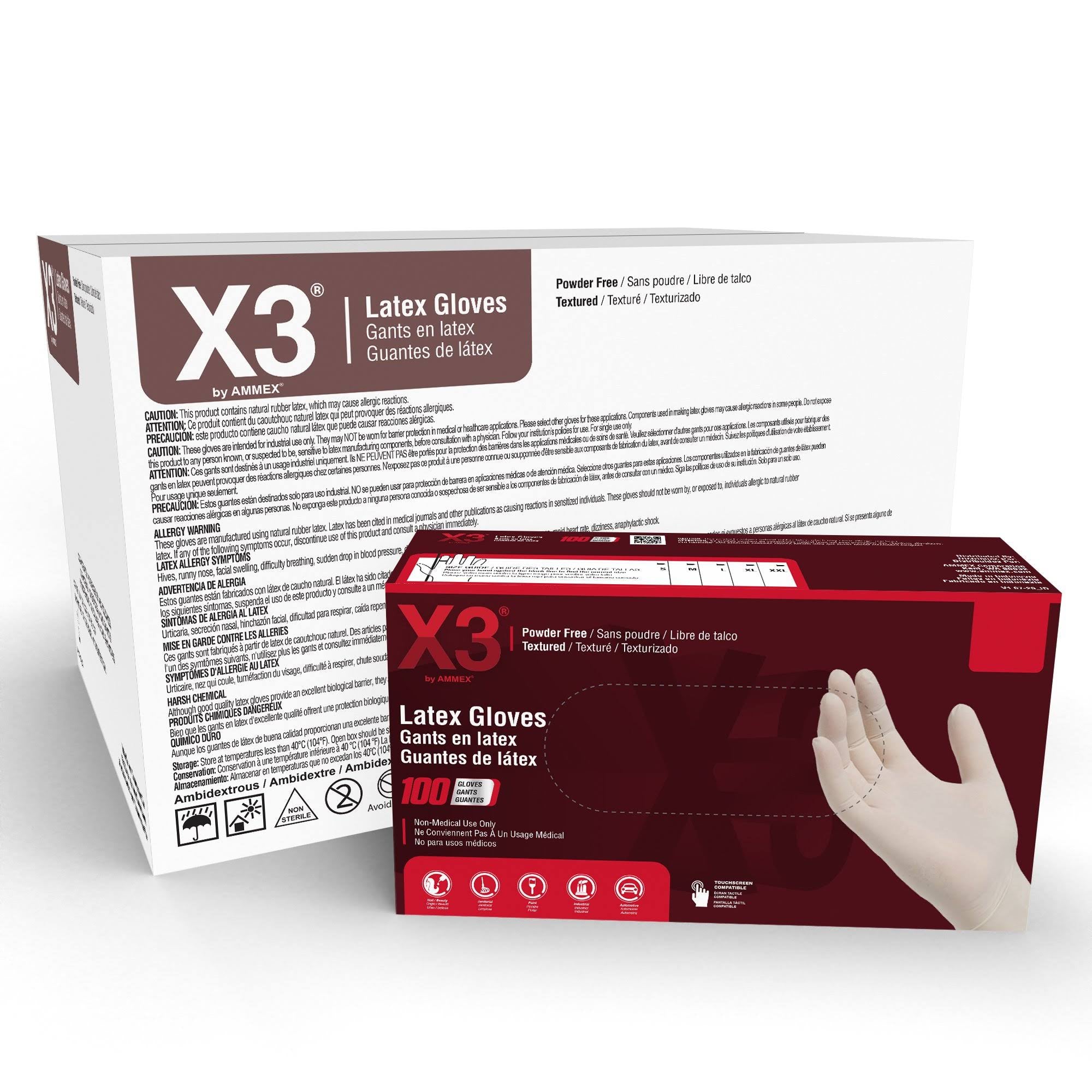 Ivory Latex Industrial Powder Free Disposable Gloves (Case of 1000) - Large U608868