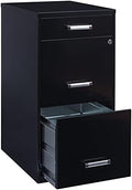 Black 18in Deep 3 Metal Organizer Pencil Drawer Vertical File Cabinet X397160