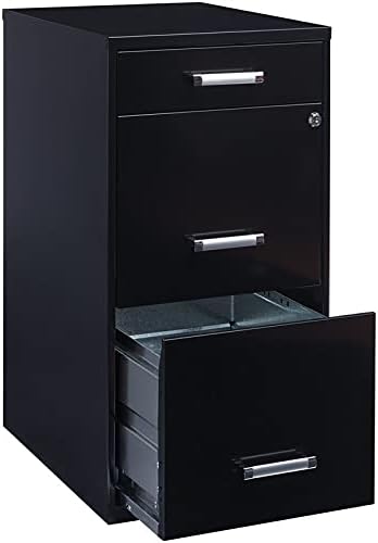 Black 18in Deep 3 Metal Organizer Pencil Drawer Vertical File Cabinet X397160