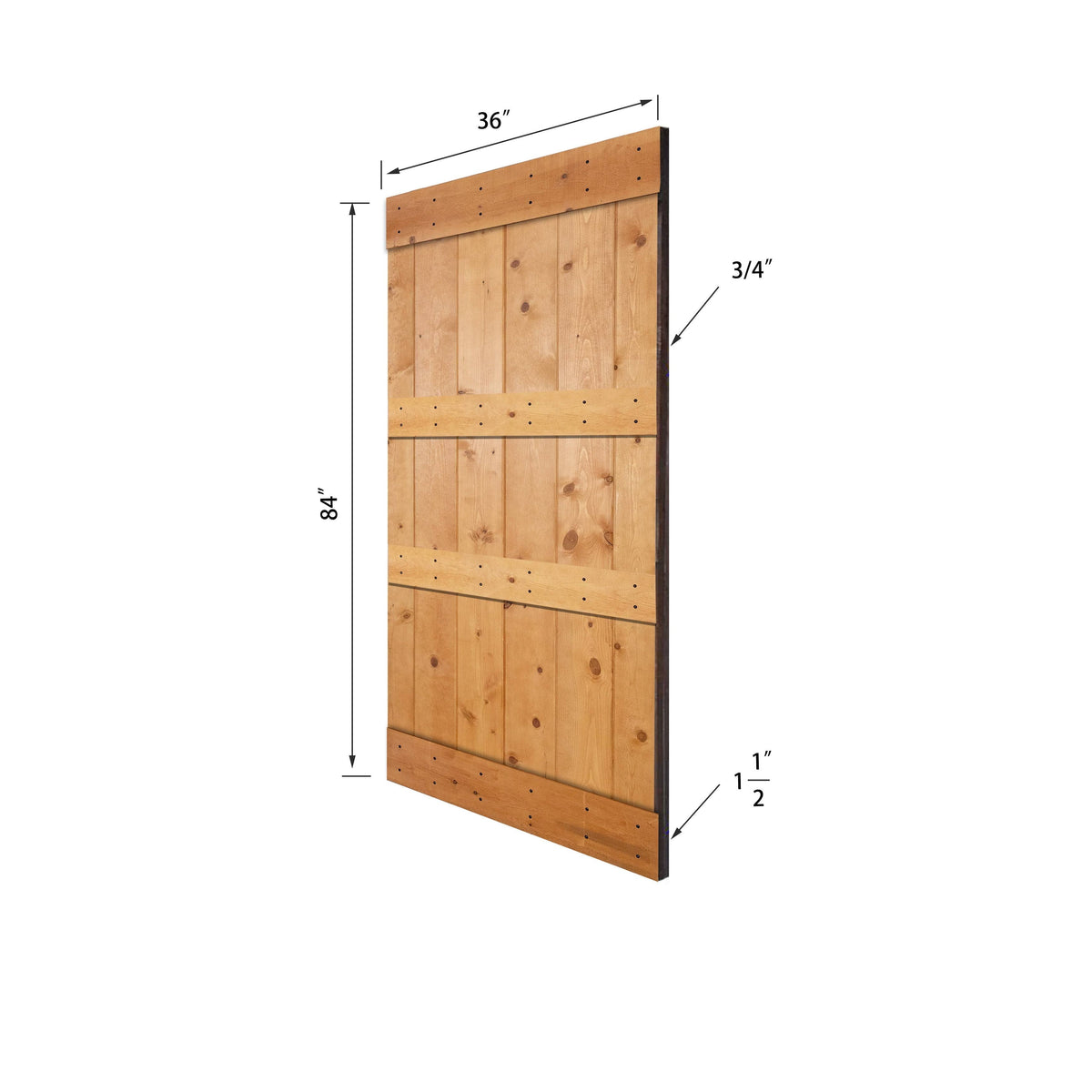 Paneled Wood Barn Door with Installation Hardware Kit K21868