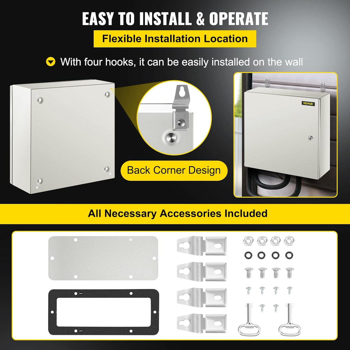 20 x 20 x 6'' NEMA 4X Steel Electrical Box with Mounting Plate S44323