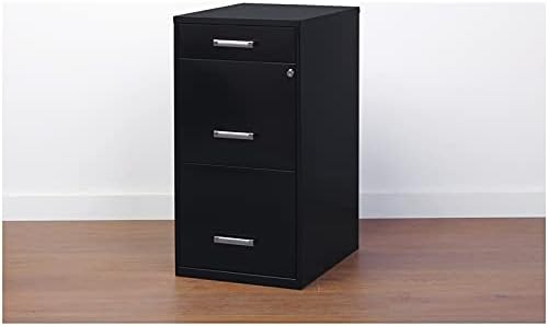 Black 18in Deep 3 Metal Organizer Pencil Drawer Vertical File Cabinet X397160