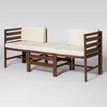 3PC Modular Outdoor Acacia Chairs + Ottoman - Dark Brown H7878