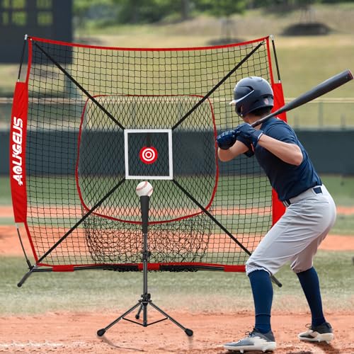 Baseball Softball Practice Net with Batting Tee and Bow Frame E711659