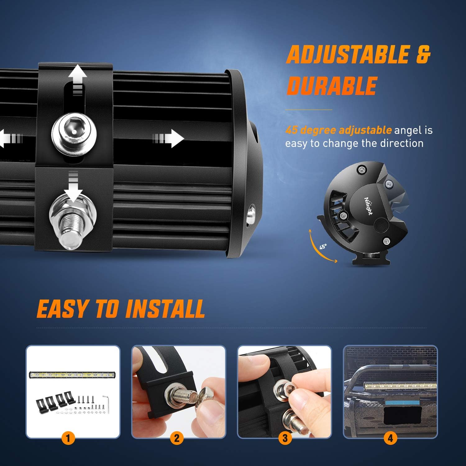 37Inch 780W Triple Row Flood Spot Combo Bar 78000LM Waterproof Led Work Light Pack of 2 Y7797
