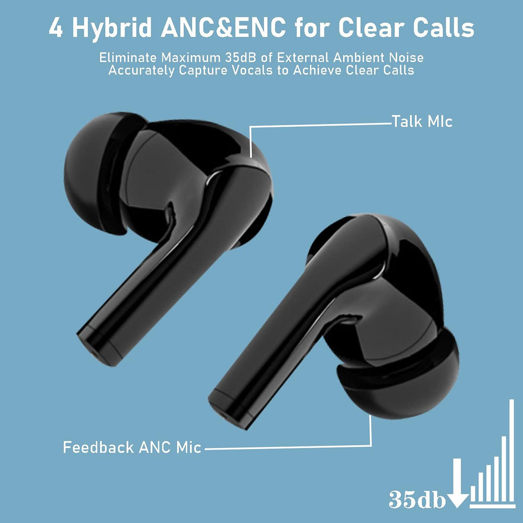 Hybrid Active Noise Cancelling Wireless Earbuds with Built-in Mic E79838