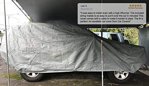 SUV Car Cover 184 inches Long Outdoor with Cable Lock, Bag & Wind Straps L22337