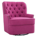 Pink Linen Tufted Swivel Wingback Chair K44577
