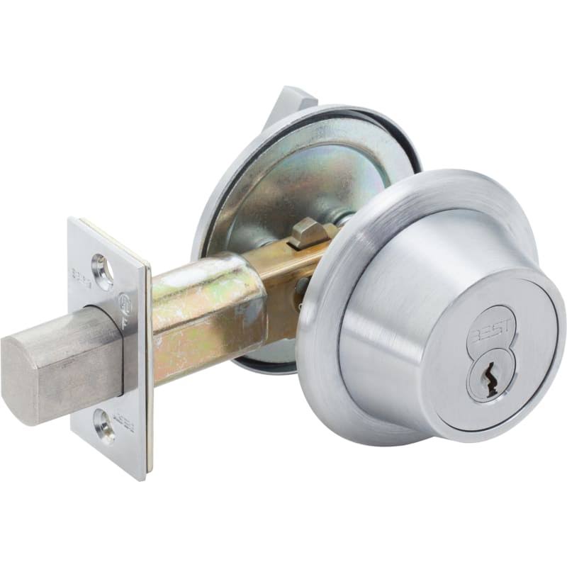 Single Cylinder Keyed Entry Deadbolt with Satin Chrome T815