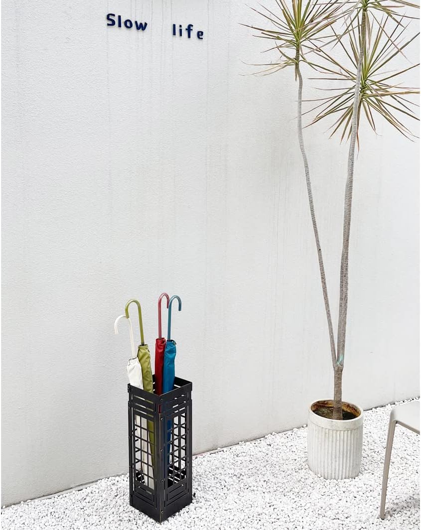 Bronze Metal Umbrella Stand Rack with Cane Holder E8454