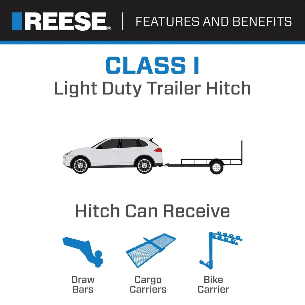 Class 1 Trailer Hitch, 1-1/4 Inch Square Receiver, Black L6338