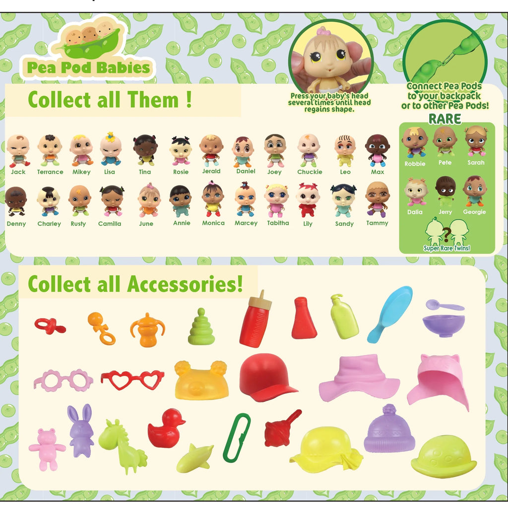 Giant Twenty Five Piece Playset with Mini Baby, Clothing, & Accessories in Soft Pea Pod D7030