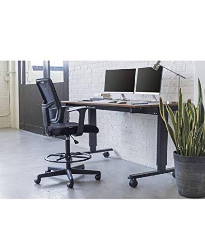 Black Sit to Stand Drafting Stool Chair with Adjustable Footrest and Armrests Q334890