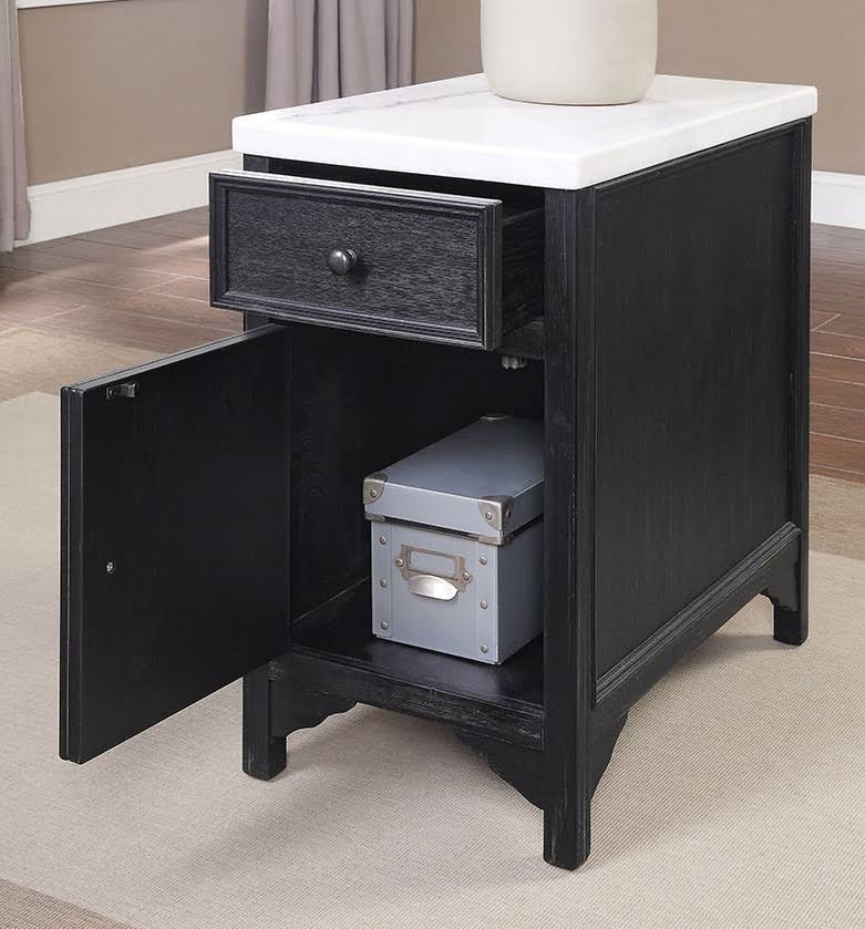 White Black Side Table P51862