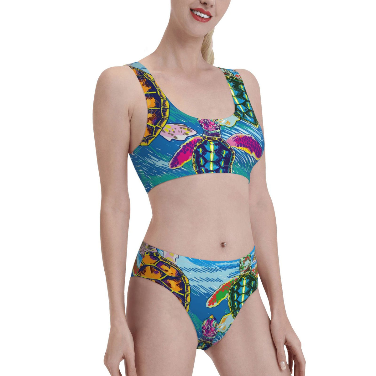 High Waisted Bikini Sets with Removable Soft Chest Pad F29274