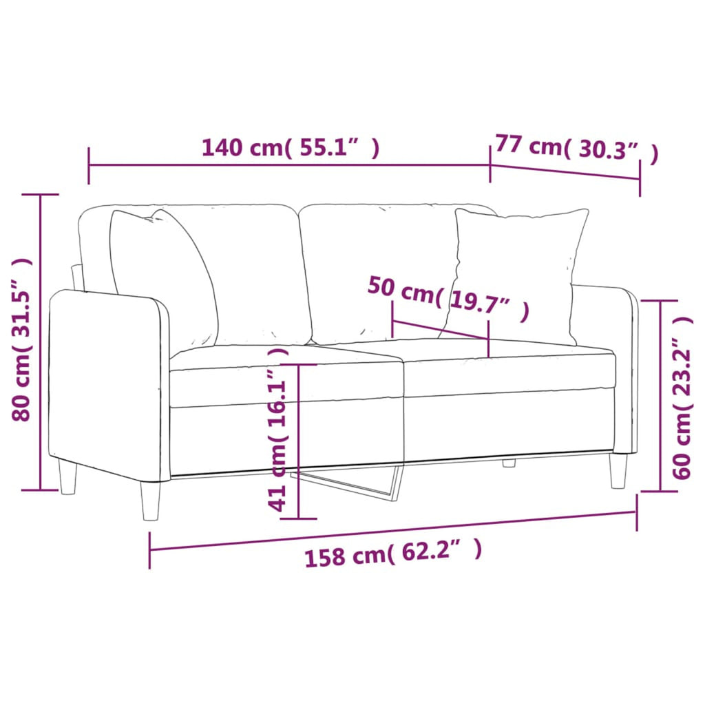 2-Seater Sofa Dark Gray Fabric V999