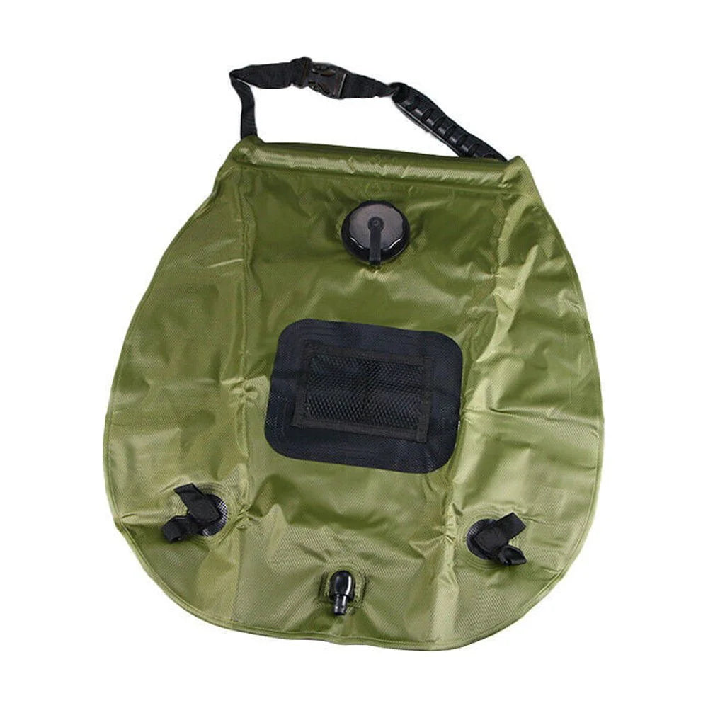 5 Gallon Solar Heated Camping Shower Bag with Removable Hose, Green PVC O492121