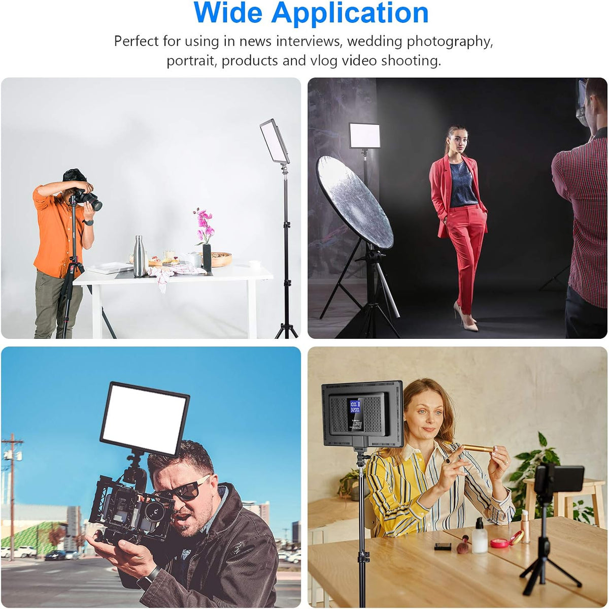 Ultra-Thin LED Soft Light Panel with LCD Display, Dimmable Bi-Color 3200-5600K CRI95+ On Camera Video Light V3994