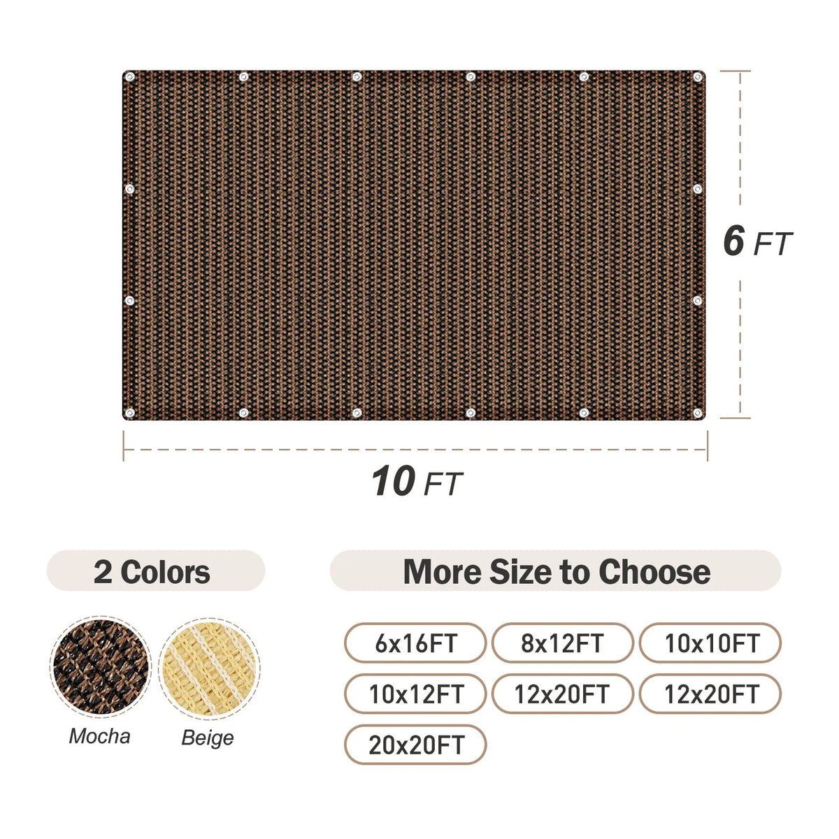 Mocha Shade Net 3 Pin Anti-UV HDPE Swimming Pool Shading Net Q17269
