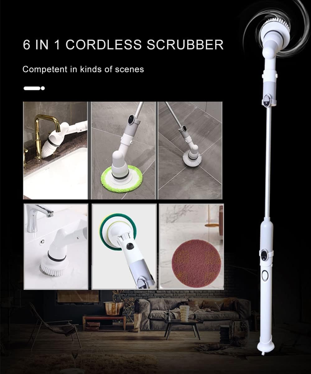 6 in 1 Electric Spin Scrubber Cordless Handheld Power Drill Brush Set, Pack of 2 B2734