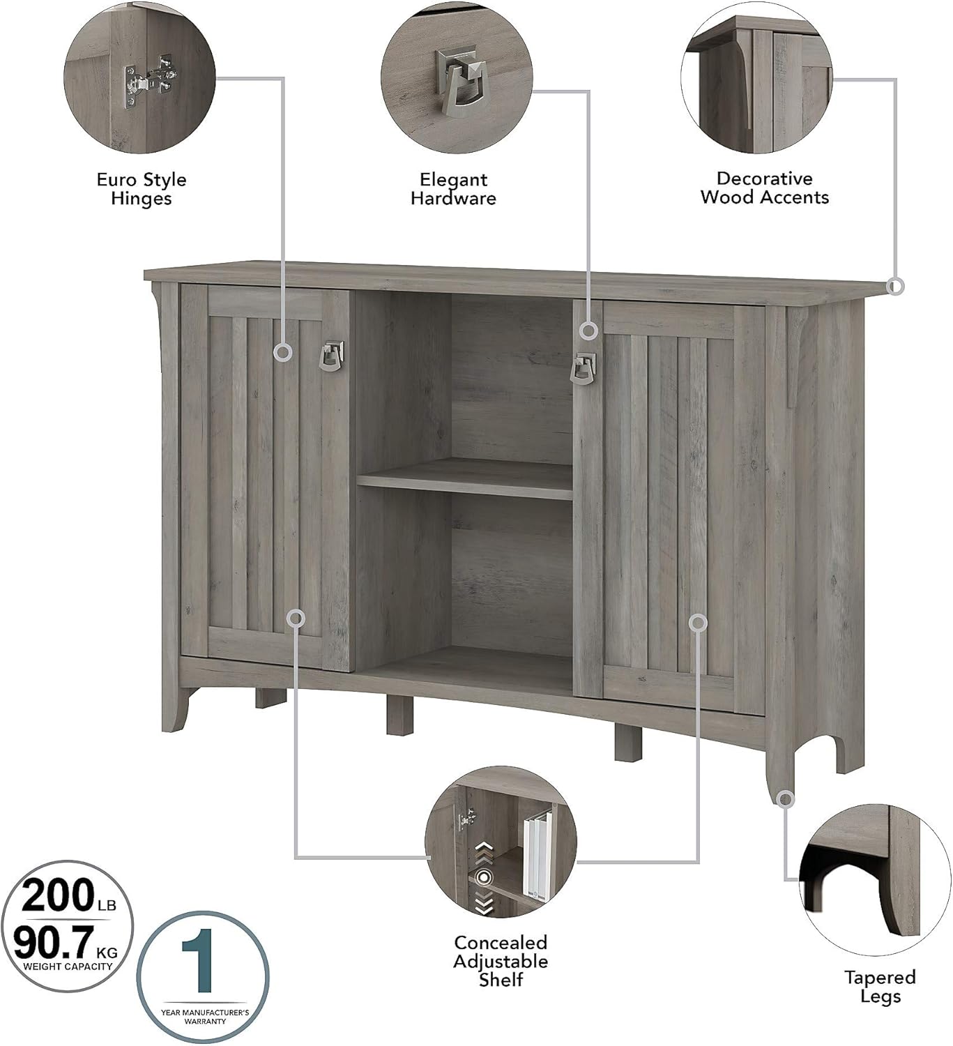 Accent Storage Cabinet with Doors, Driftwood Gray H91005