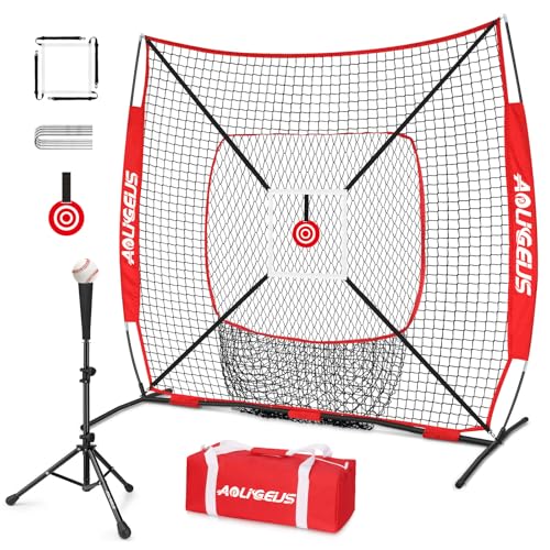Baseball Softball Practice Net with Batting Tee and Bow Frame E711659