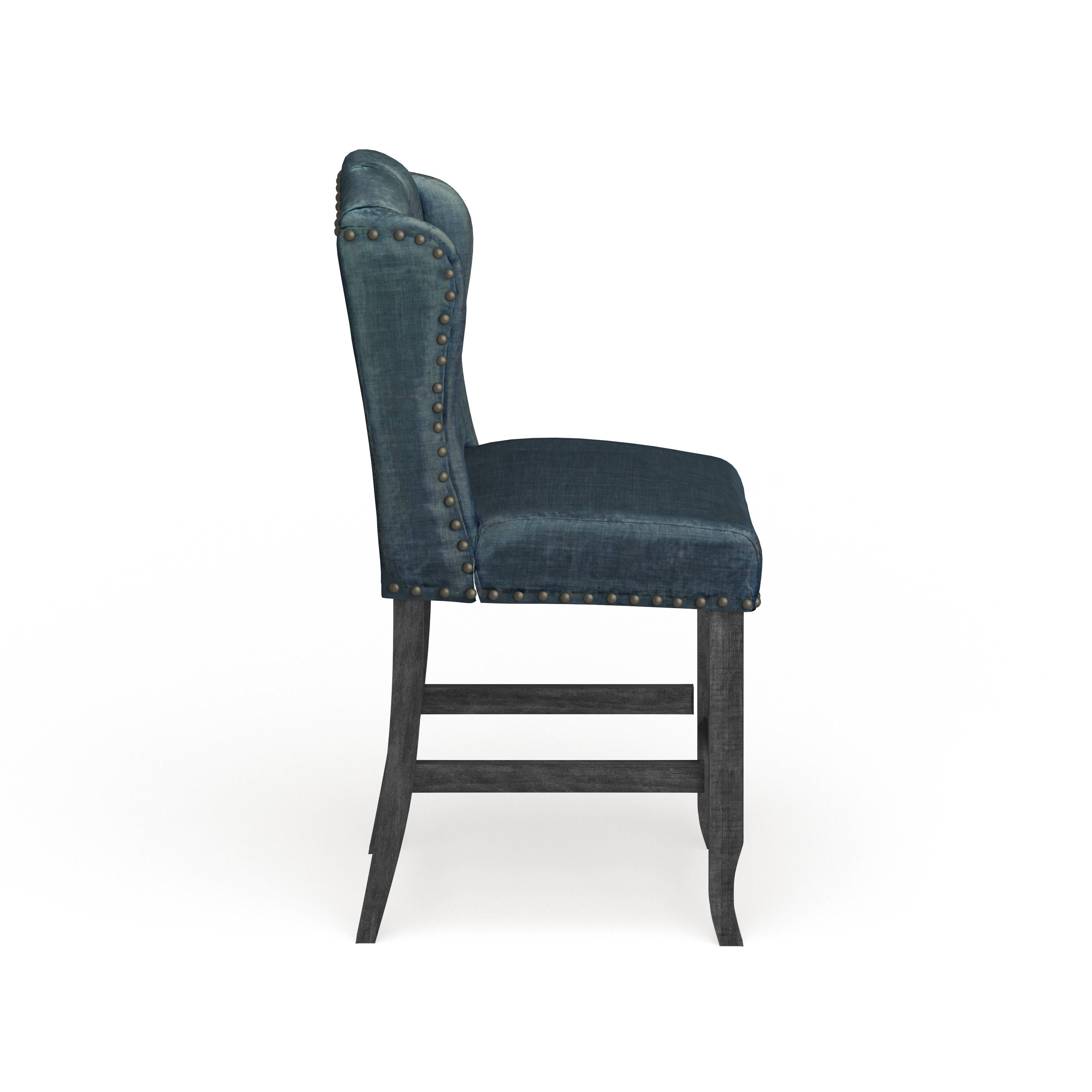 Dark Blue Counter Height Stool Set of 2 X292733