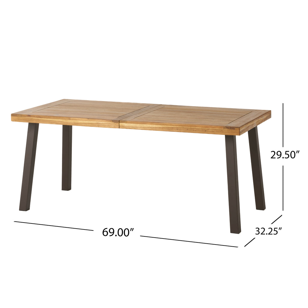 7 Piece Faux Leather Metal Wood Dining Set P410