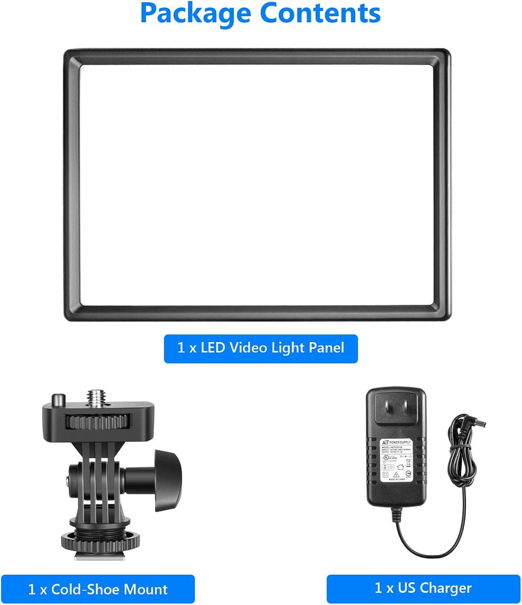 Ultra-Thin LED Soft Light Panel with LCD Display, Dimmable Bi-Color 3200-5600K CRI95+ On Camera Video Light V3994
