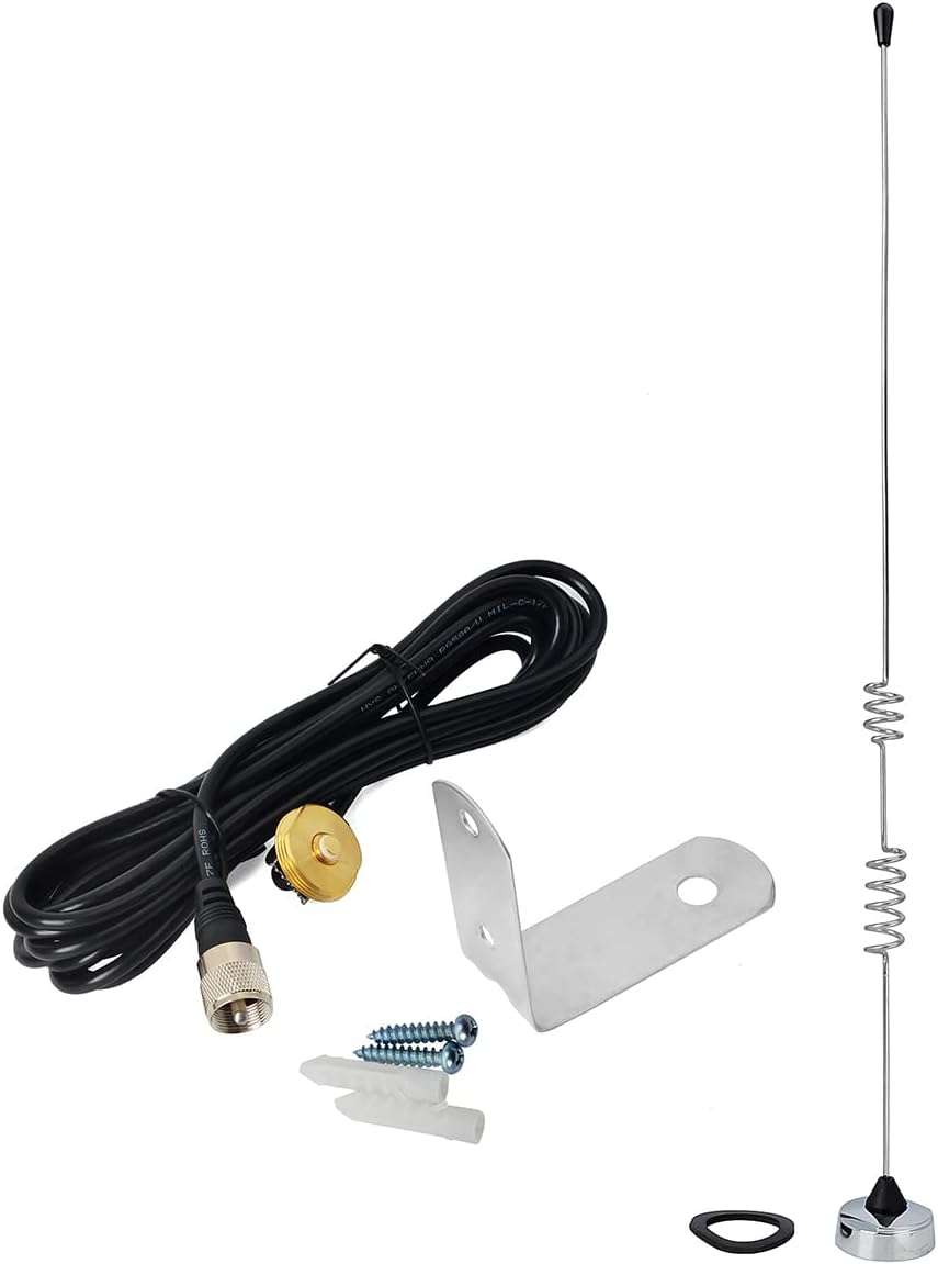 Dual Band NMO Antenna with 13ft RG58/U Coaxial Cable and Stainless Steel L Bracket S845389