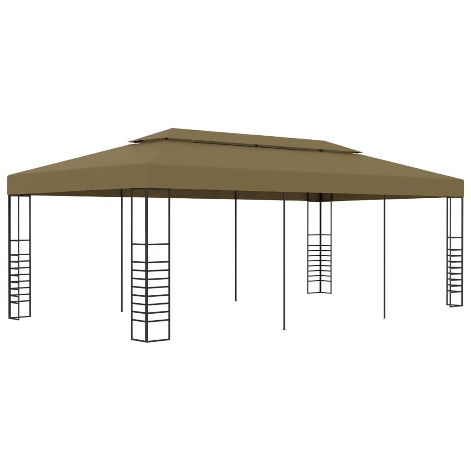 Party Tent Outdoor Gazebo Canopy Sun Shade Shelter Steel Frame Taupe 236.2 x 118.1 x 106.3 Inches A55718
