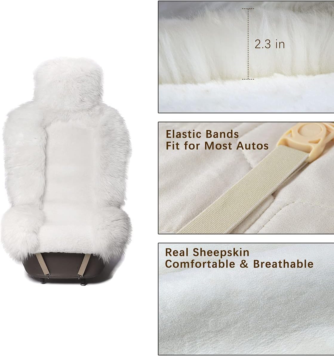 Genuine Australia Sheepskin High Low Wool Front Seat Cover (1 Piece) Pack of 2 D1992