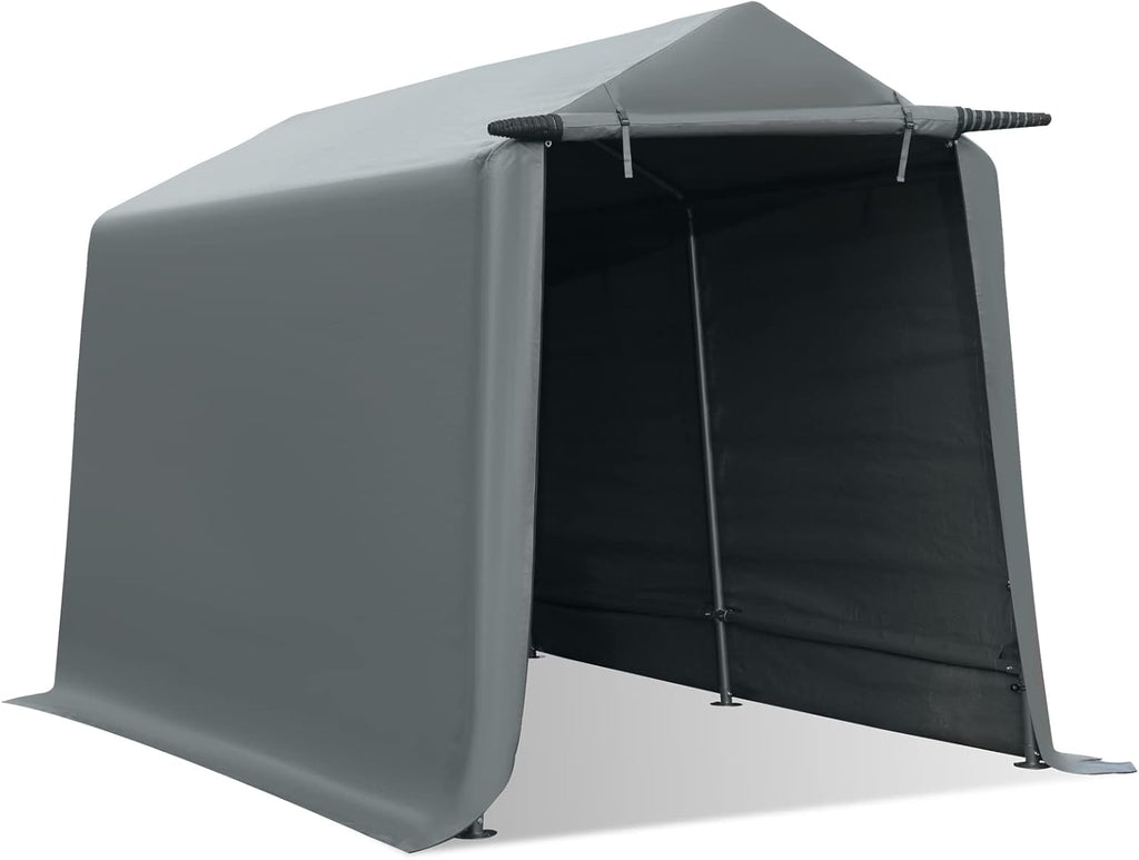 10x10 ft Portable Storage Shed with Roll-up Zipper Door, Gray O449