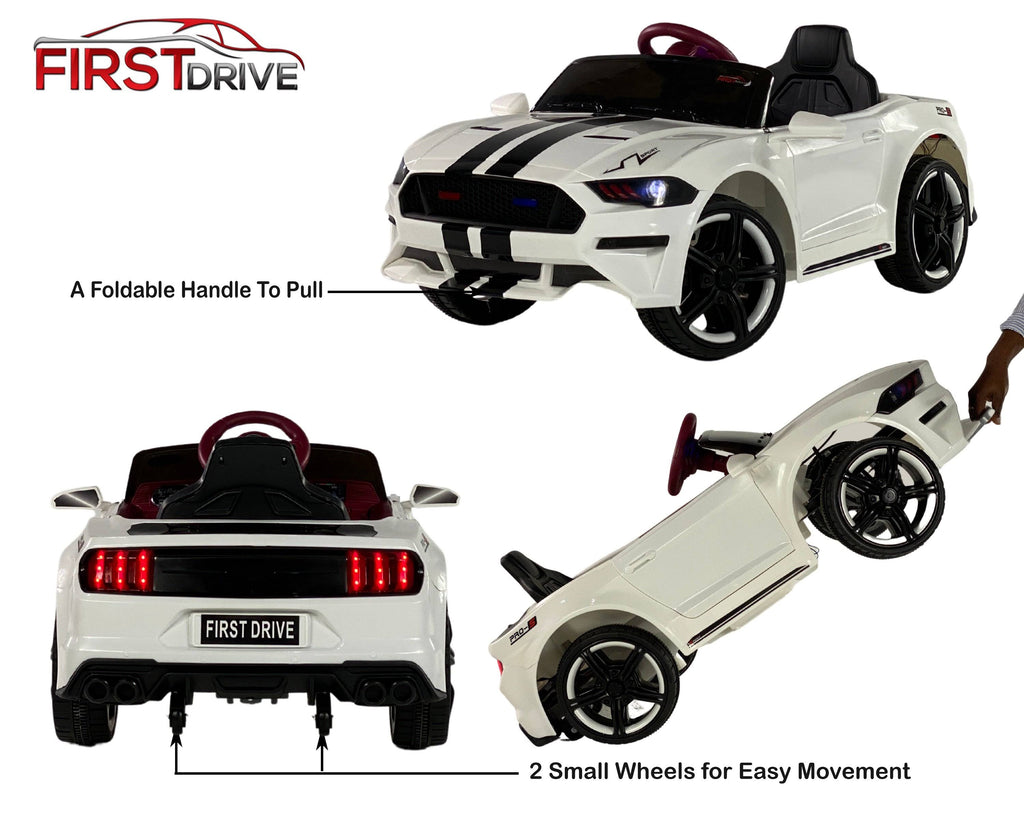 White 12V Power Dual Motor Kids Electric Ride on Toy Car C2485