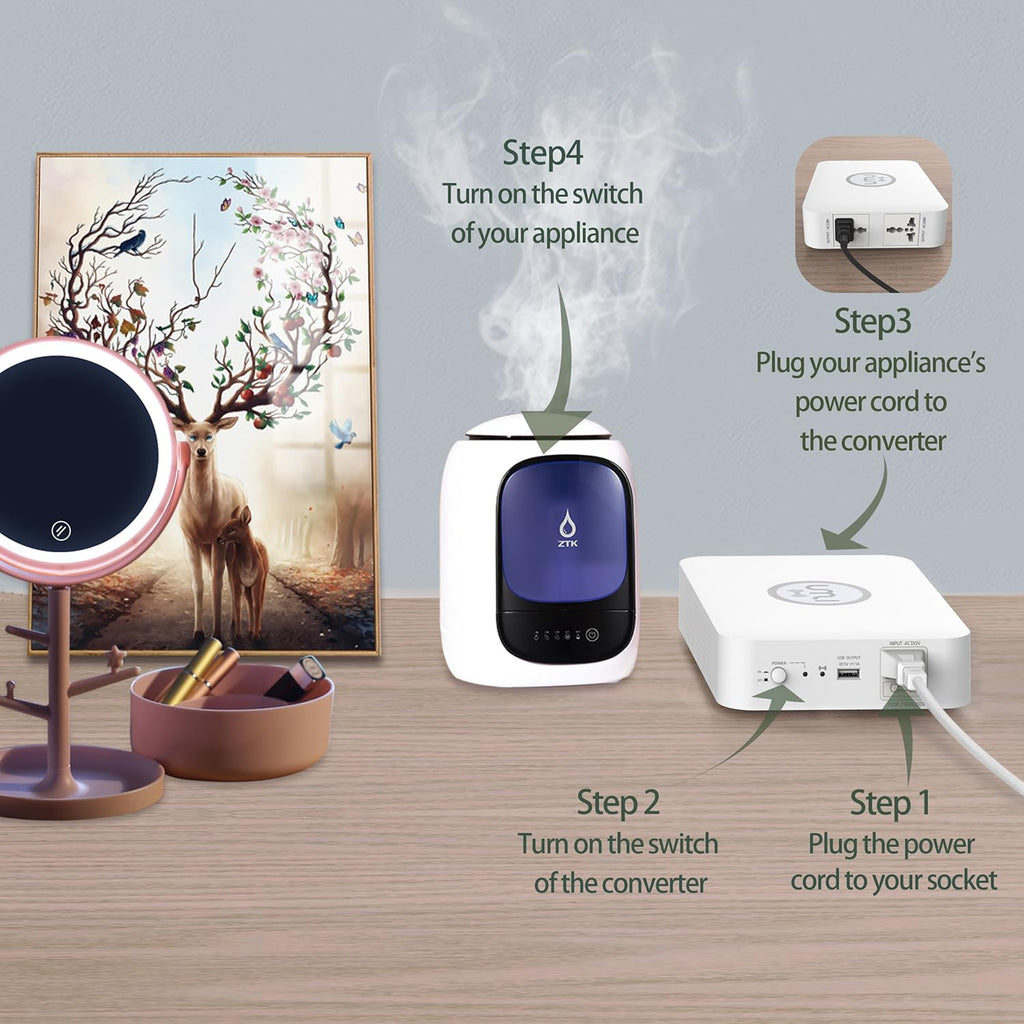 110V to 220V Step Up Voltage Converter 500Watts with Wireless Charging and USB Port Pack of 2 U430