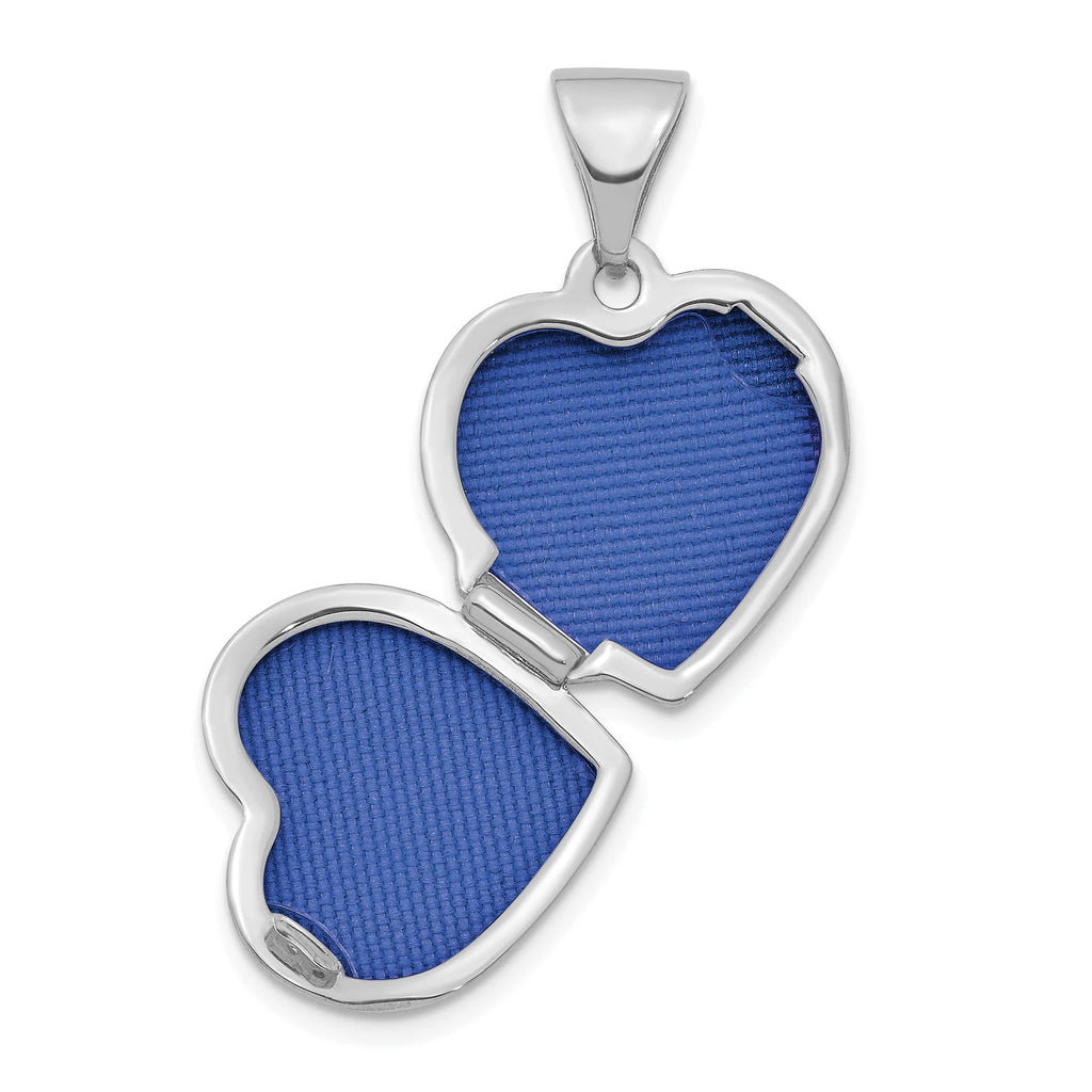 14K White Gold Rhodium Plated Heart Locket Pendant C761511