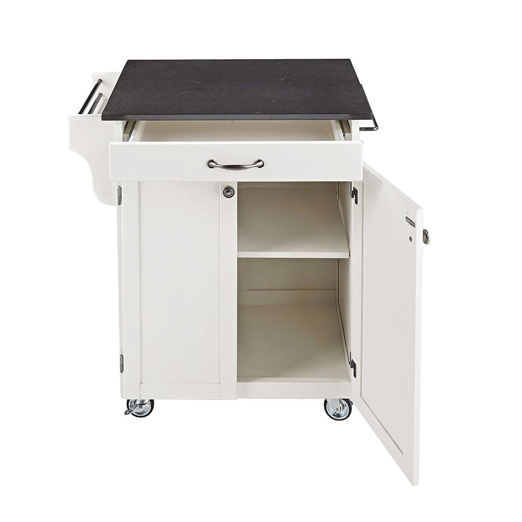 White Kitchen Cart with Granite Top E650879