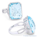 14k White Gold Blue Topaz Diamond Cocktail Ring T35516